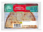 Verpakking van 4 gevouwen chipotle flatbreads met bereidingsinstructies en voedingswaarden.