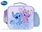 Stitch and Angel lunch bag with 'Aloha' text and a side mesh pocket.