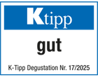 K-Tipp Logo auf blauem Hintergrund.