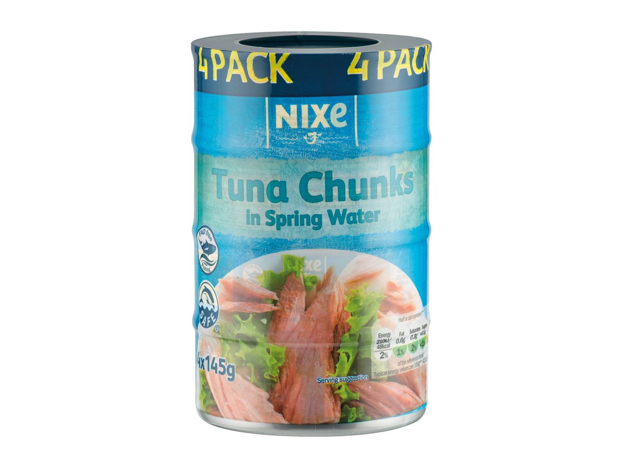 Nixe tuna chunks in spring water (4-pack).
