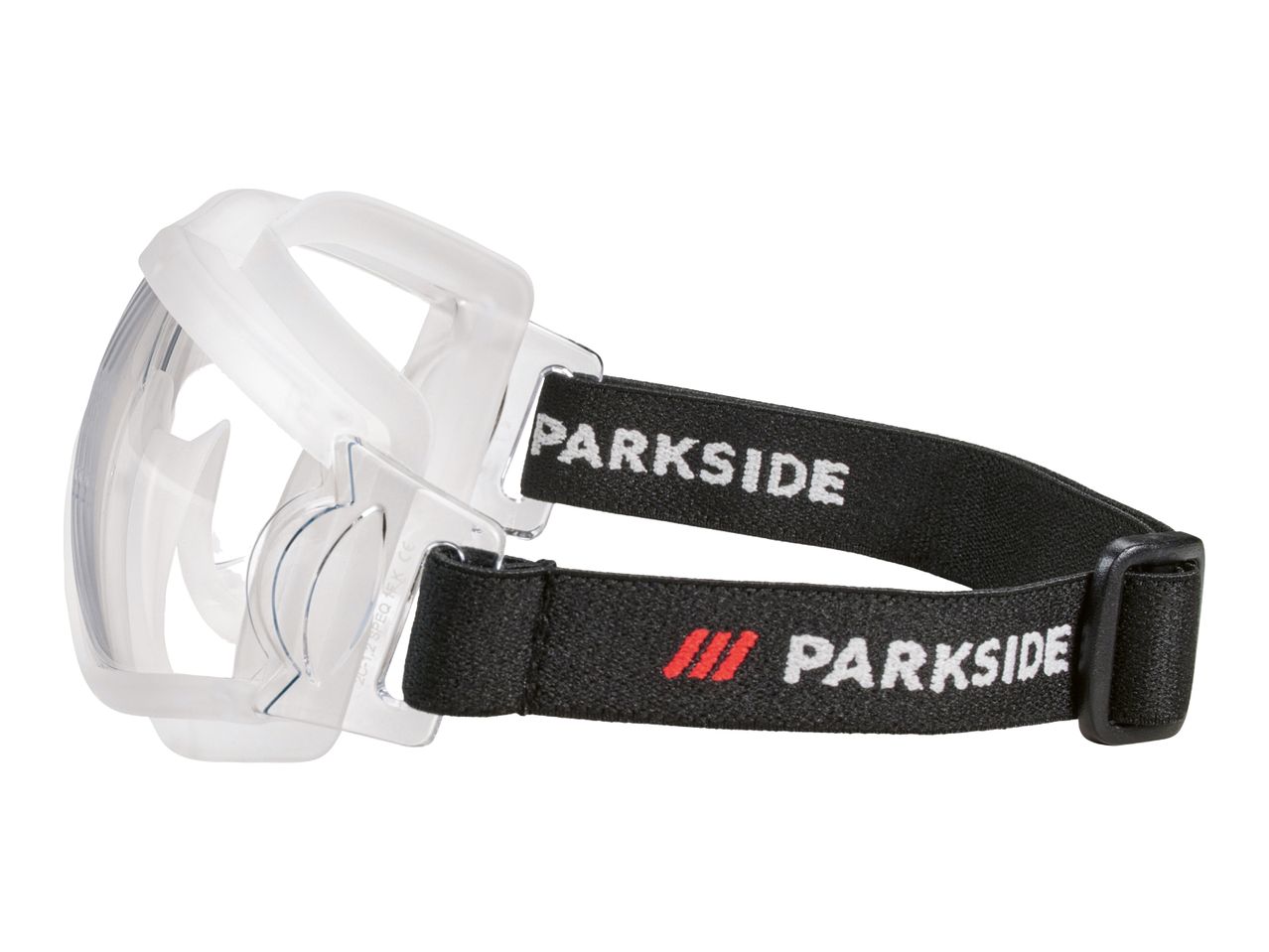 Parkside safety glasses with an adjustable elastic strap.