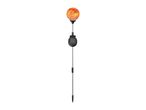 Solar garden stake light with an orange mosaic glass globe and a black solar panel.