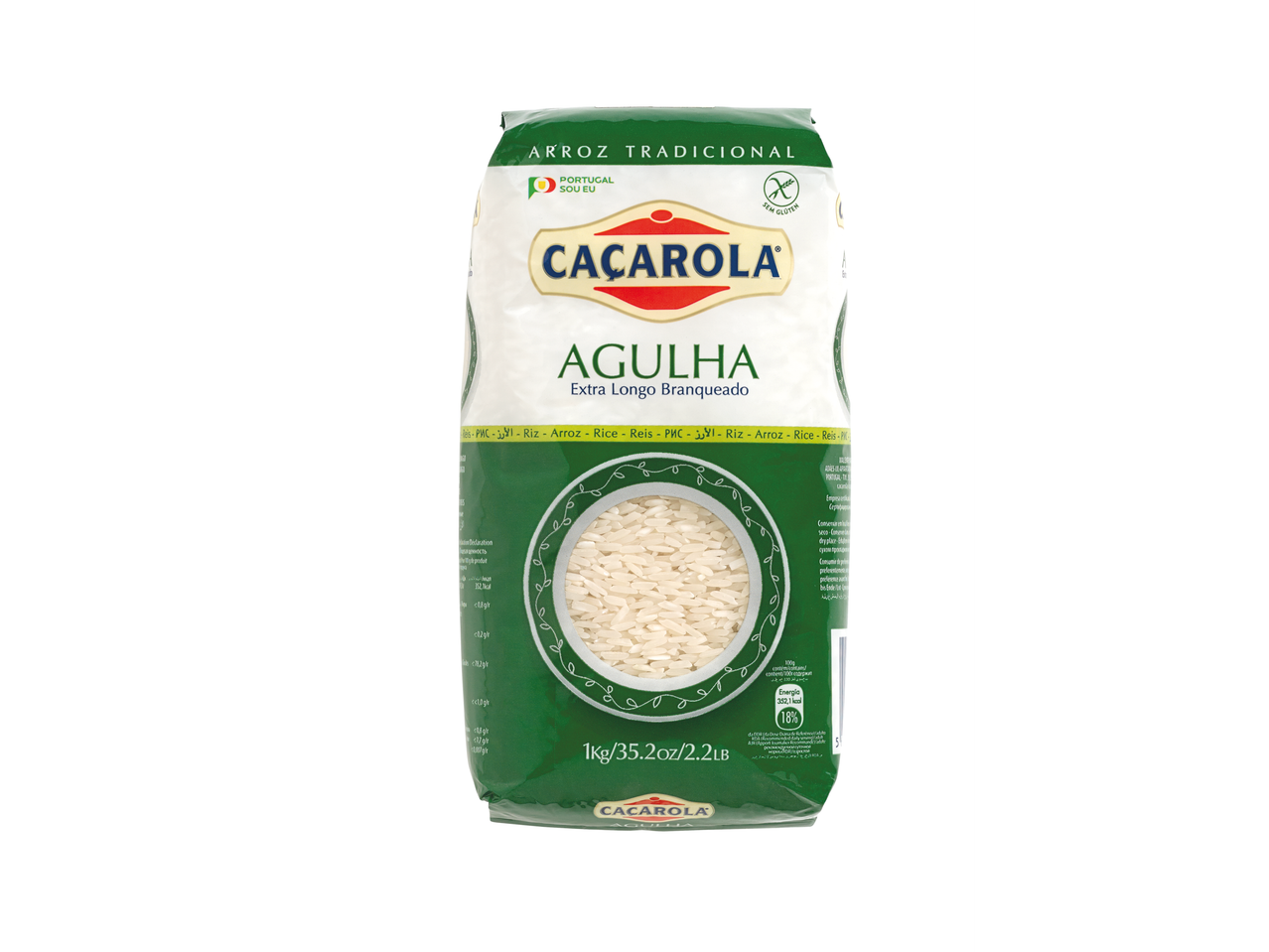 Arroz Agulha Caçarola, extra longo branqueado, 1kg.