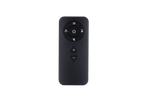 Black remote control with power, mute, mode, timer, volume up, and volume down buttons.
