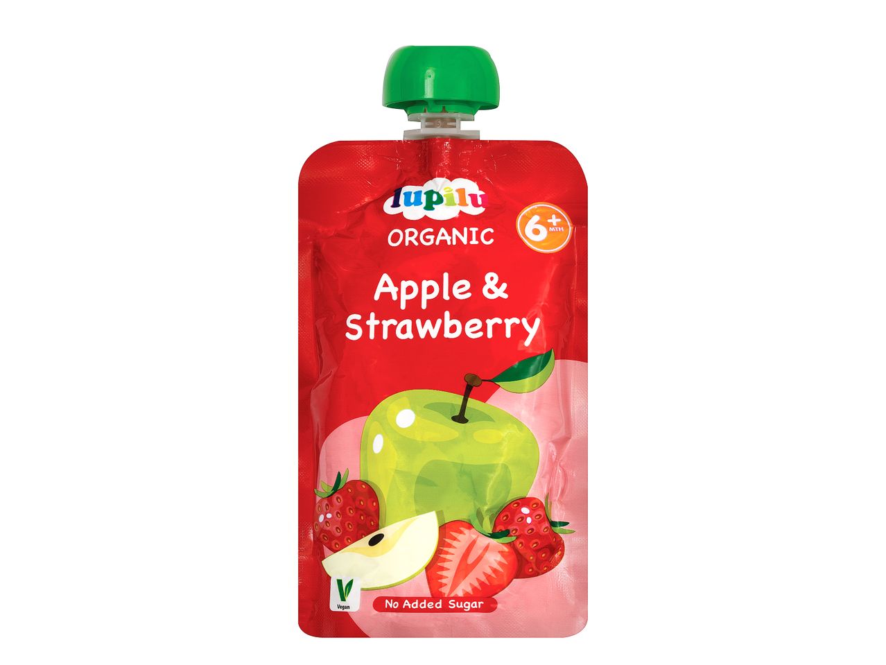 Go to full screen view: Lupilu Organic Baby Fruit Pouches Stage 1 Apple and Stawberry - Image 1