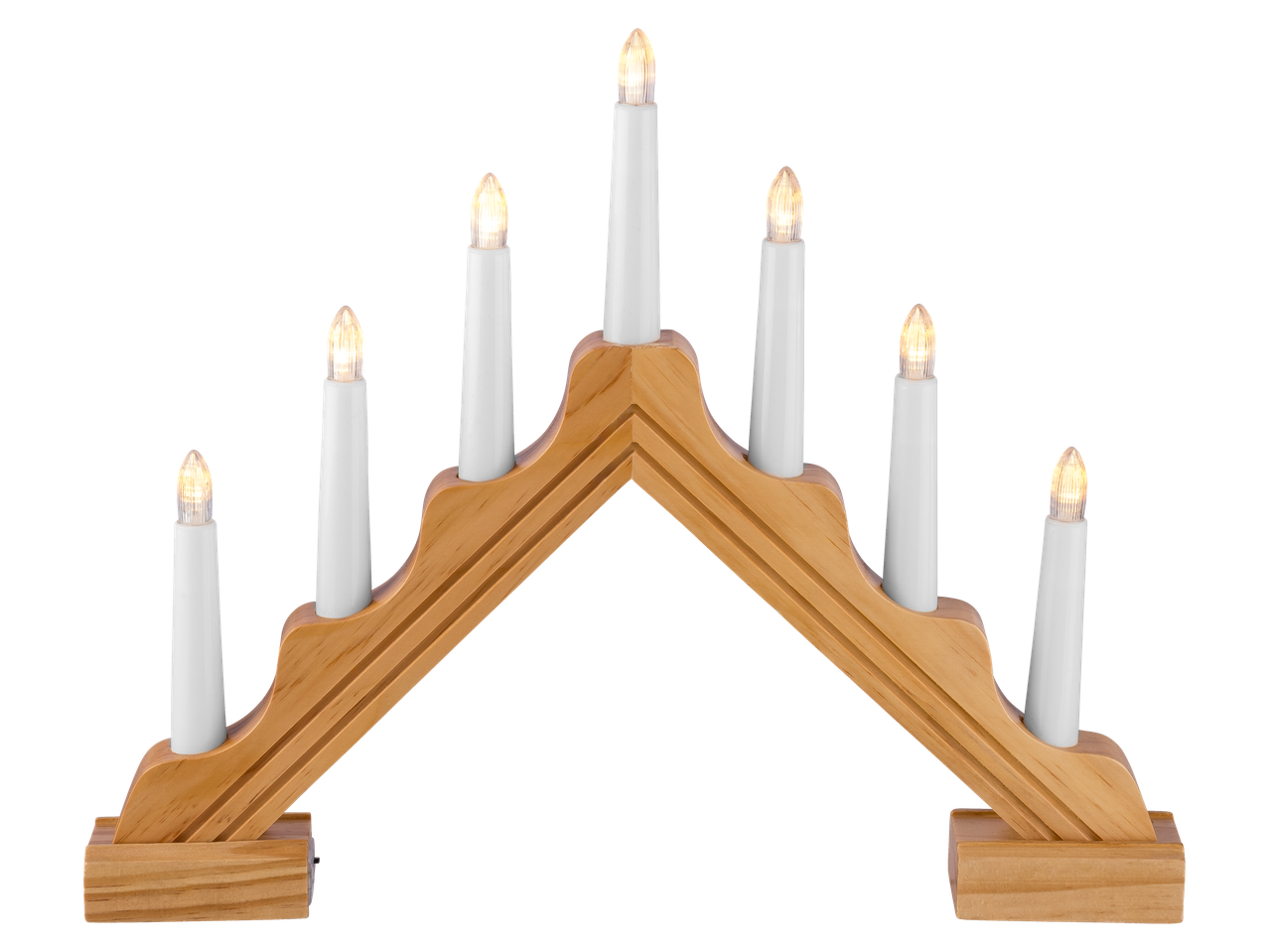 Livarno Home, medinis LED žvakidė su septyniomis baltomis žvakėmis