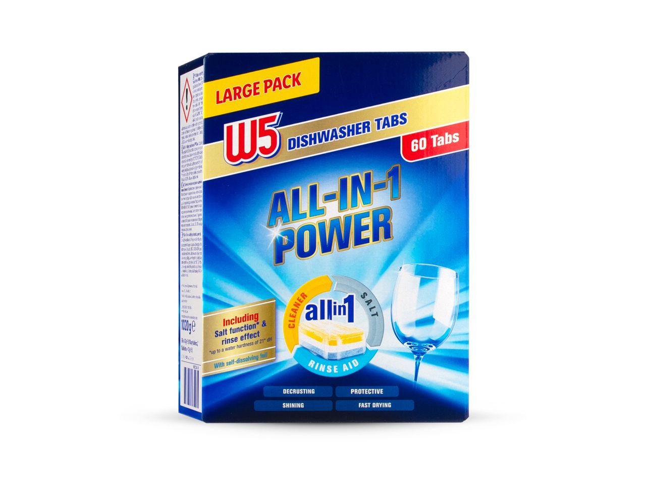 Velika kutija W5 tableta za perilicu posuđa All-in-1 Power, 60 tableta.