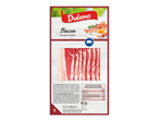 Fatias de bacon fumado Dulano com informação nutricional e sugestões de preparação.