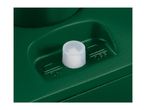 Close-up of a green plastic device with a white button and 'ON' and 'OFF' labels.