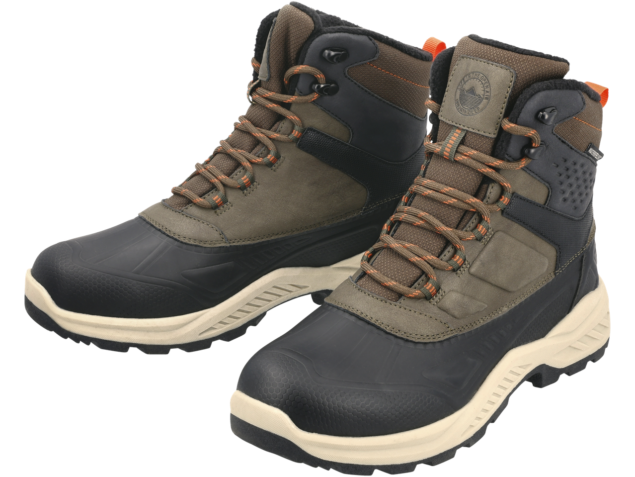 Esmara MEN vyriški šilti chaki spalvos auliniai batai su oranžiniais raišteliais.