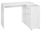Bureau d'angle blanc avec rangement.