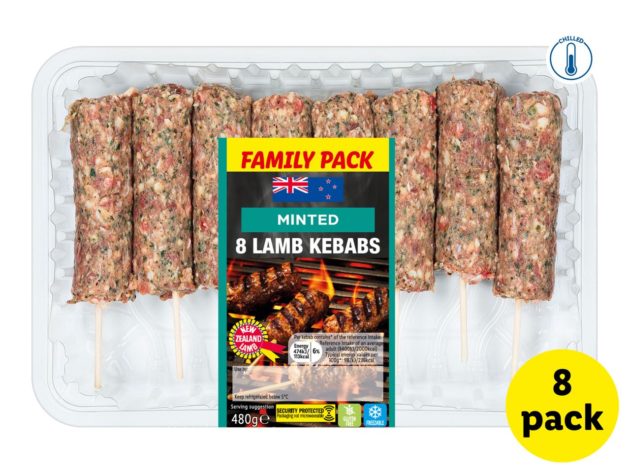 8 Minted Lamb Kebabs
