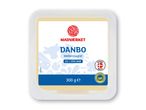 En pakke Danbo-ost fra Madværket, mellemlagret med 45% fedt, 300g.