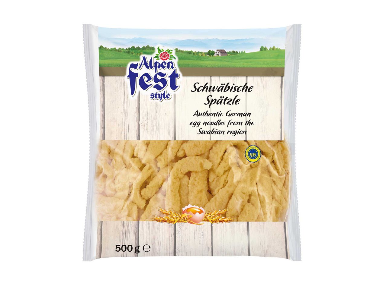 Alpen Fest Schwäbische Spätzle, 500g-os csomagolásban.