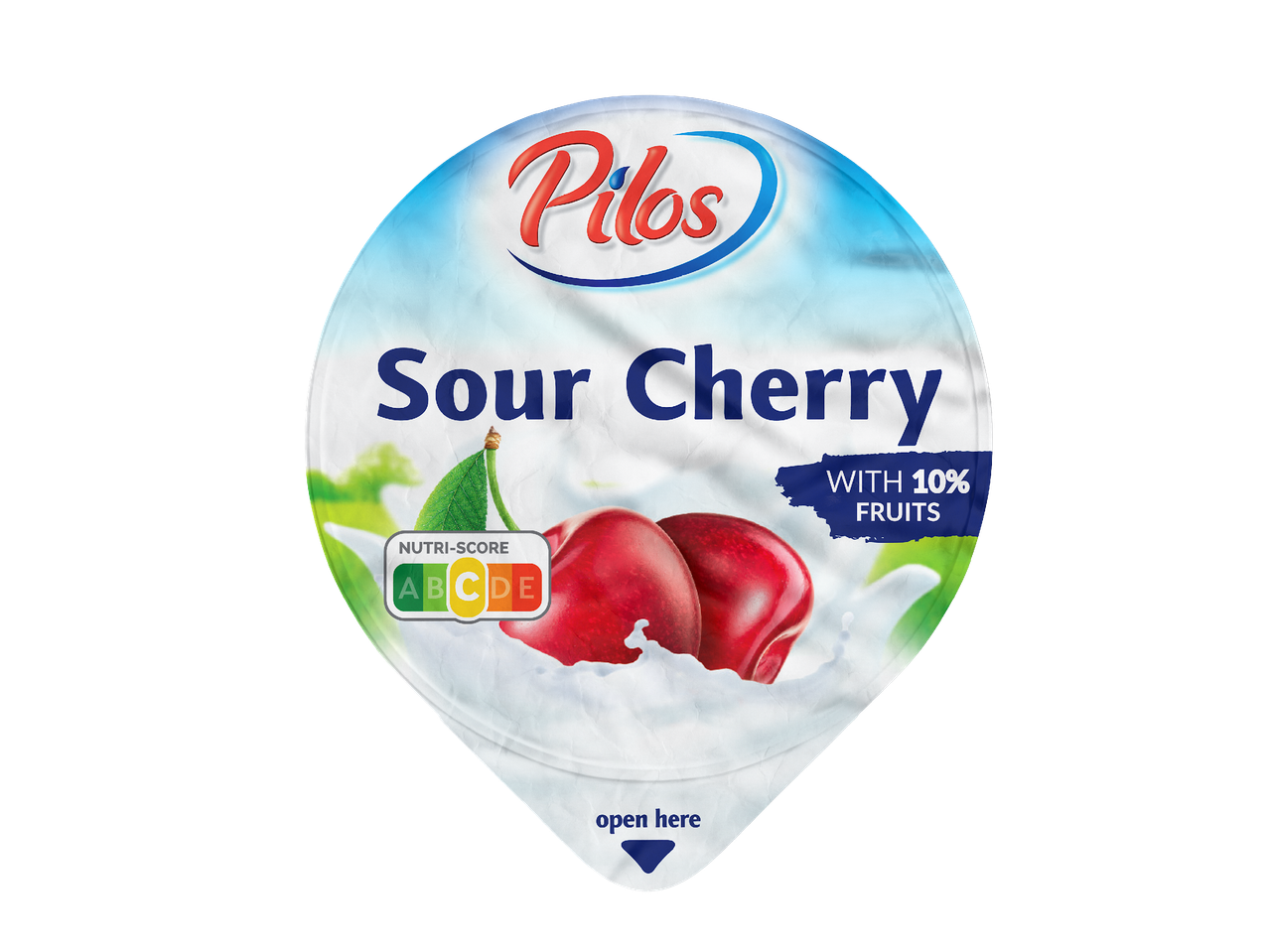 Кисело мляко с череши, с 10% плодове и Nutri-Score C.