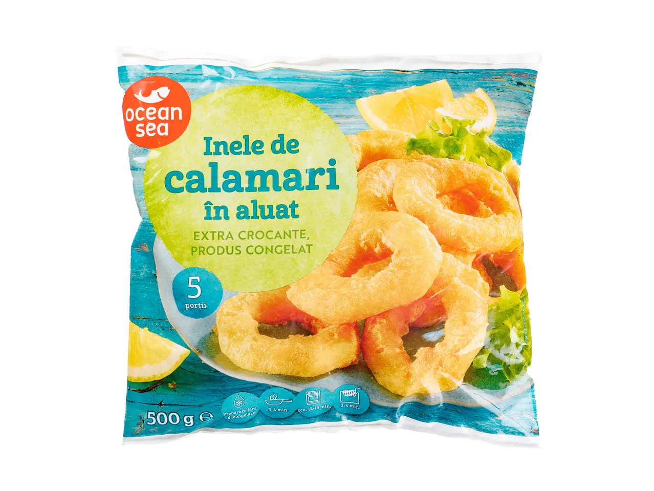 Ocean Sea: inele de calamar congelate, pane.