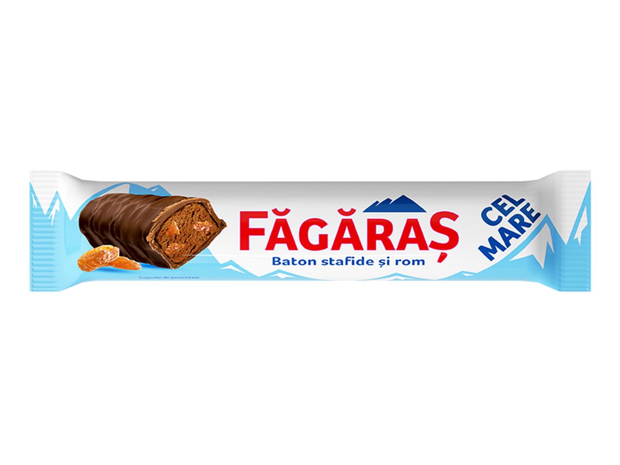 Baton de ciocolată Făgăraș Cel Mare cu stafide și rom.