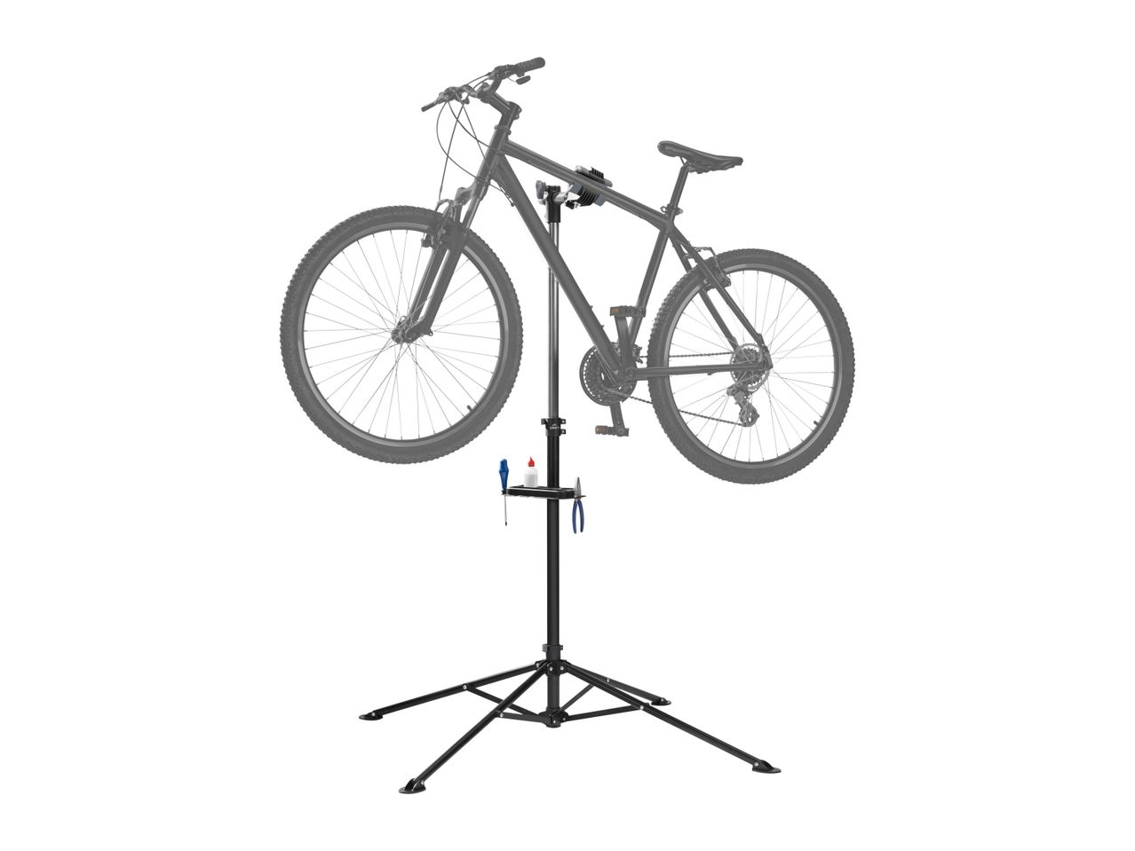 Bicycle repair stand with mountain bike.