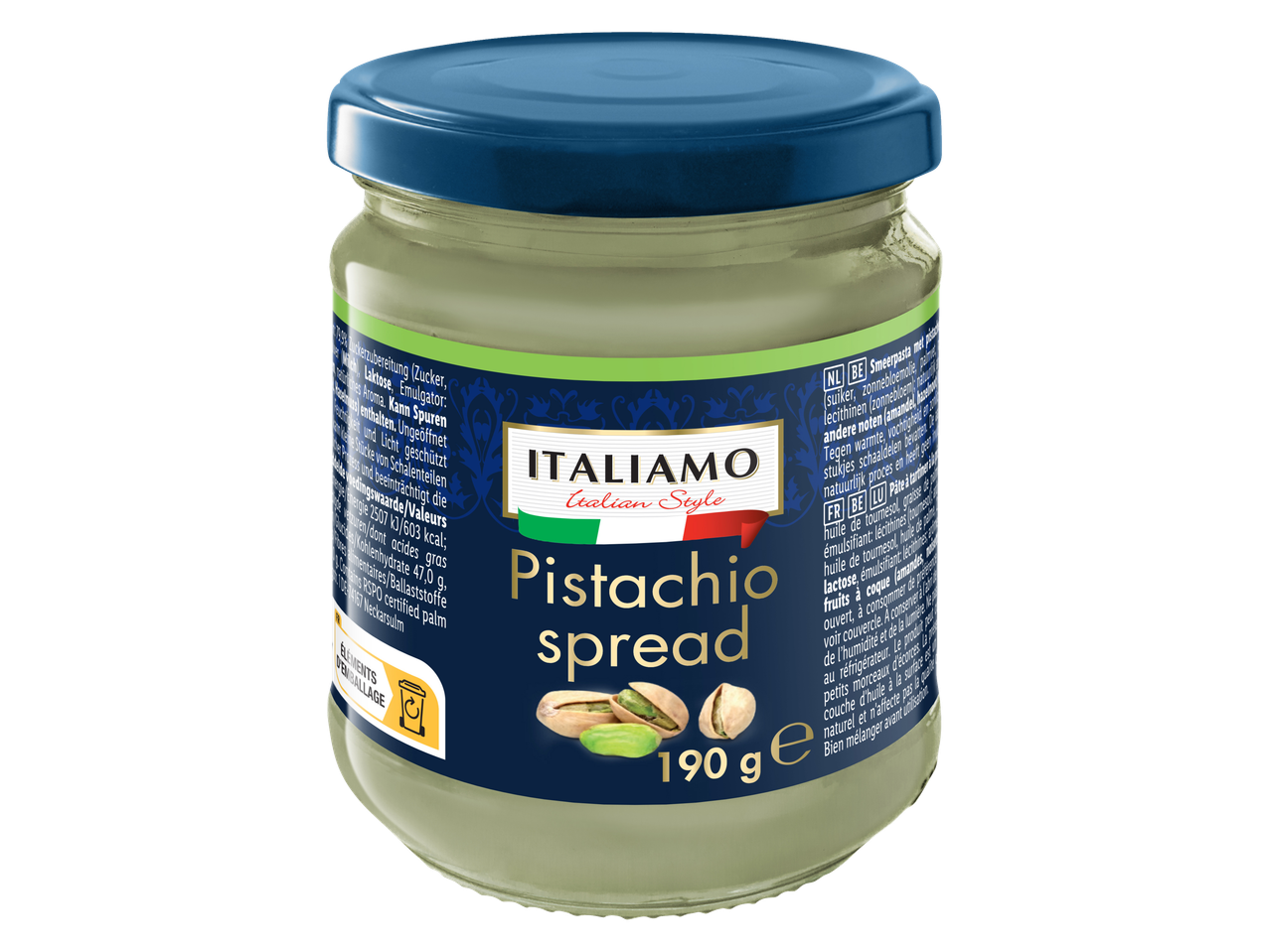 ITALIAMO Italiaanse stijl pistache spread in een glazen pot.