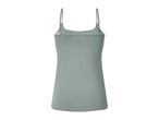 Back view of a women's light green camisole with thin straps.