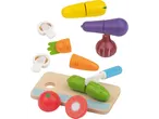 LUPILU® puidust toidumänguasjad, sealhulgas lõigatud köögiviljad ja lõikelaud.