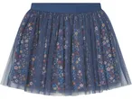 Gonna in tulle blu con stampa floreale colorata