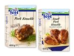 To pakker med svineknæ, den ene på 600g og den anden på 500g.