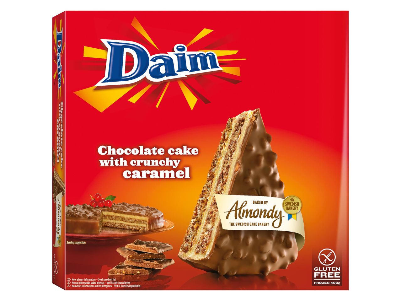 Daim csokoládés sütemény ropogós karamellával, Almondy sütödéből.