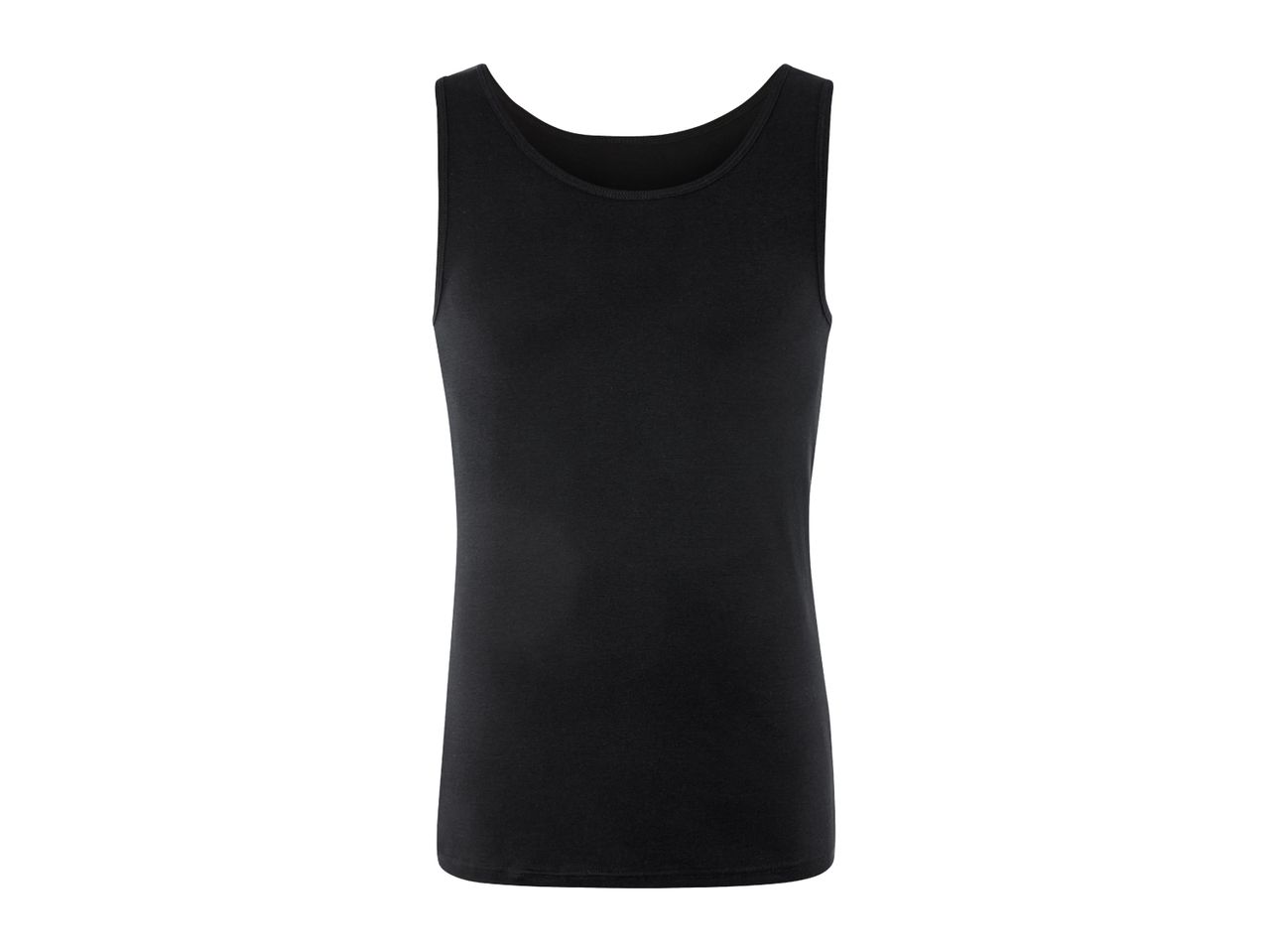 Black men's tank top on a white background.