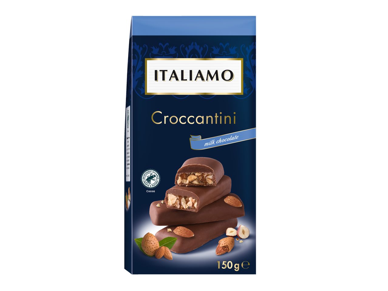 ITALIAMO Croccantini: melkchocolade repen met amandelen en hazelnoten.
