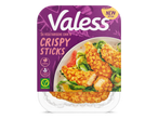 Een verpakking vegetarische krokante sticks met melk, rijk aan eiwitten.