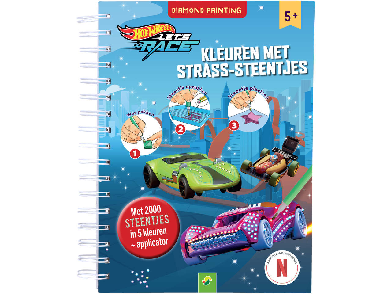 Hot Wheels Diamond Painting set met 2000 strass-steentjes en applicator.