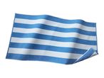 Blue and white striped beach towel