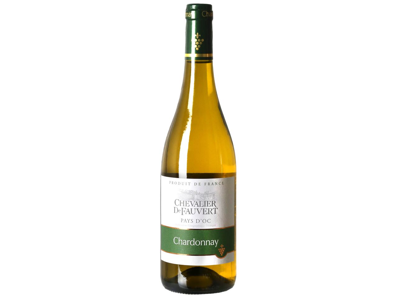 Bouteille de vin blanc Chevalier De Fauvert Chardonnay Pays d'Oc.