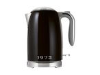 A black electric kettle with a silver base and handle, featuring the number '1973'.