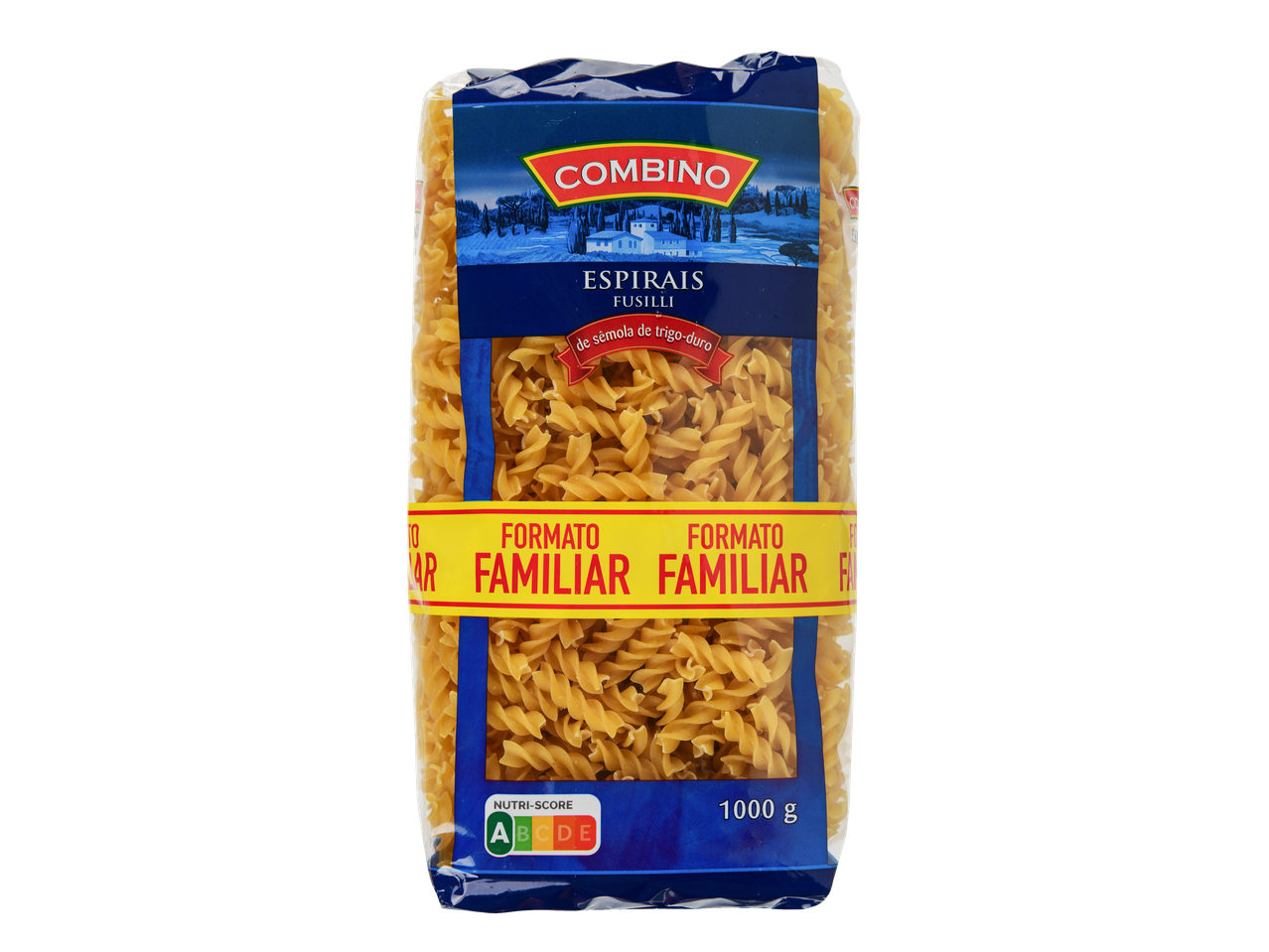 Massa COMBINO Espirais Fusilli, embalagem familiar de 1000g com Nutri-Score A