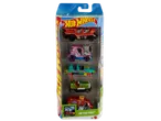 Five-pack of toy cars in a clear plastic package, featuring various fun park themed vehicles.