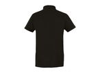 Black short-sleeve polo shirt.
