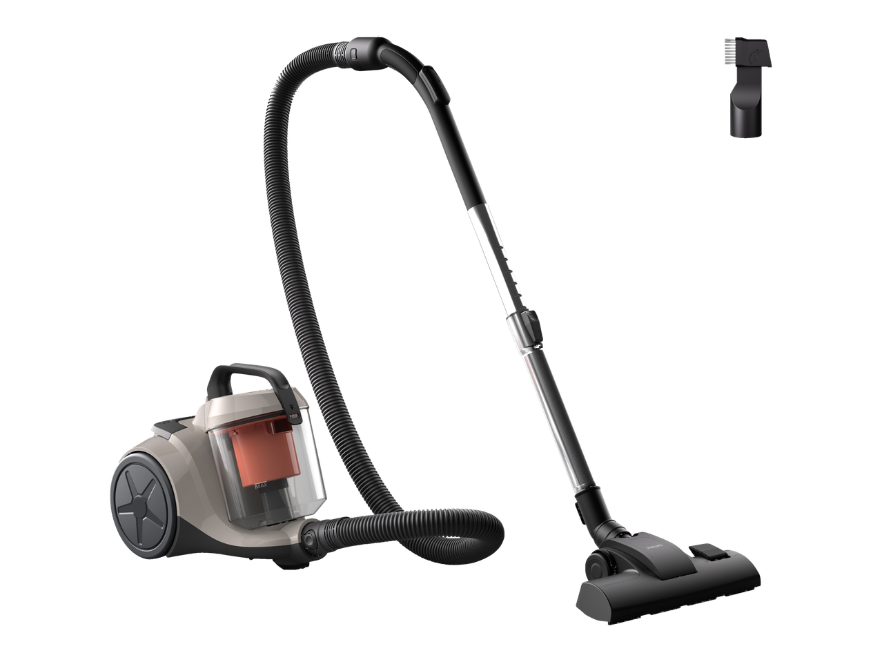 Aspirator Philips cu furtun și accesorii.