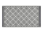 Grey and white geometric diamond pattern outdoor rug