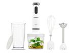 SilverCrest 600W hand blender with attachments including a whisk and chopper.
