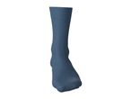 A single blue crew sock displayed on a foot mold against a white background.