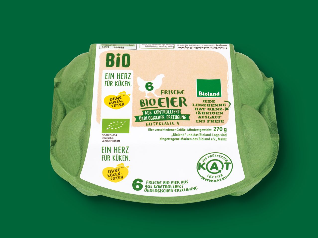 6 Bioland Bio-Eier aus kontrolliert ökologischer Erzeugung.