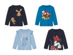 Fire børnet-t-shirts med tryk af Marvel, Disney og Guardians of the Galaxy figurer.