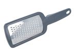 Grey foot file with a metal grater surface and a handle with a hanging hole