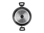 Black cooking pot with two handles, bottom view