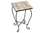 Square mosaic Garden Table stand with black wrought iron legs