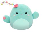 Squishmallows Cactus plush toy with pink flowers.