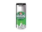 Sølvfarvet sodavandsdåse med grøn etiket, der viser bjerge og teksten 'NO SUGAR SUKKERFRI'.