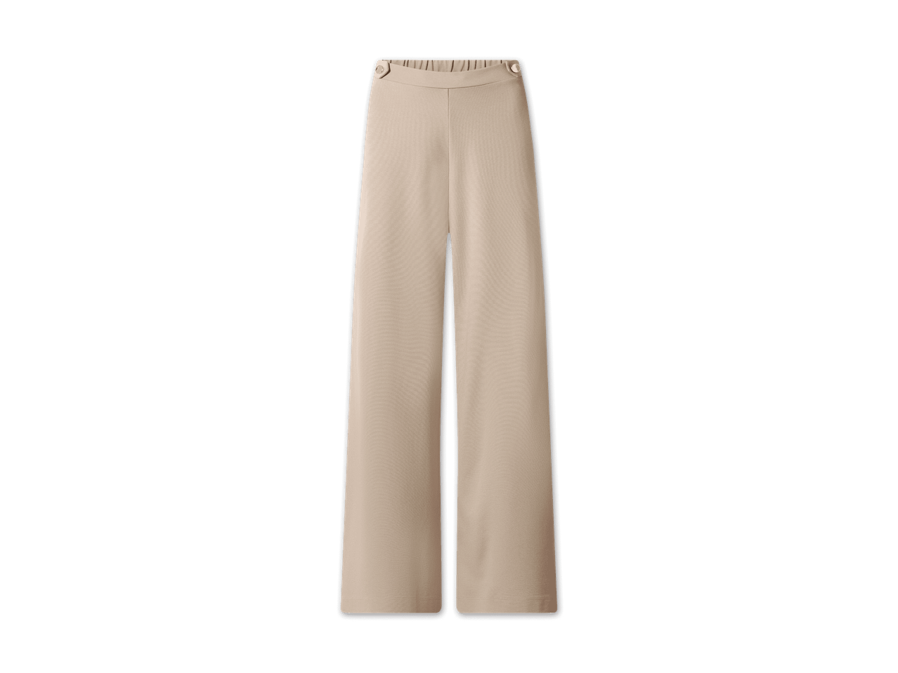 Beige weite Hose mit hohem Bund und Knopfverschluss